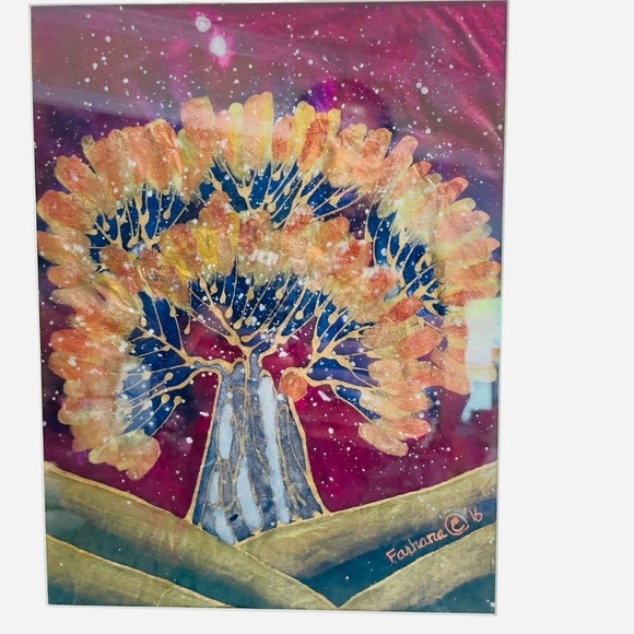 Farhana Hemming Metallic Watercolor Painting 2016 Beautiful Tree Design - Picture 6 of 10